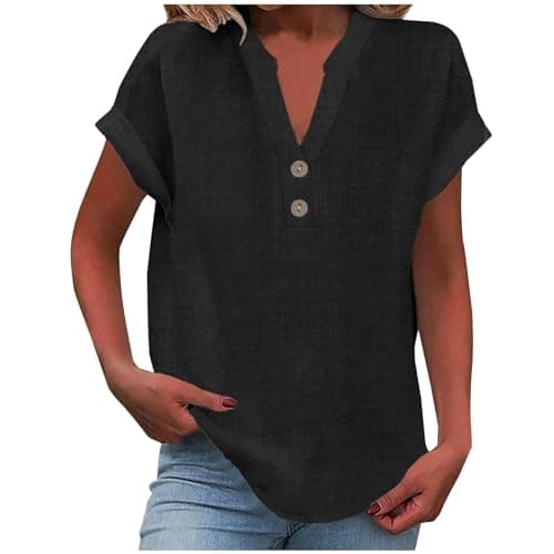 Lightweight Linen Shirts for Women Summer Casual Tops