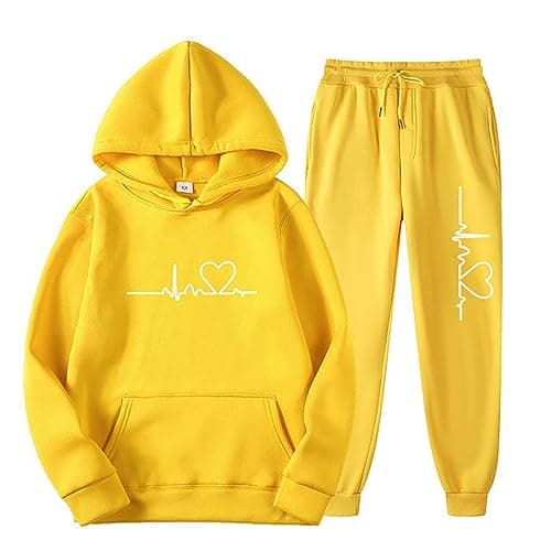 Lastesso Women's Funny Heart Print Baggy Jogger Set with Pockets