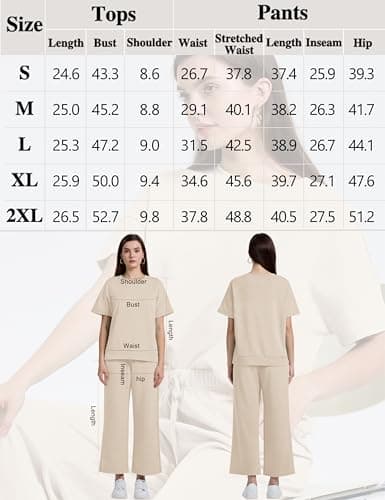 XIEERDUO Women's 2-Piece Loose Pajama Set Pullover Tops & Wide Leg Pants