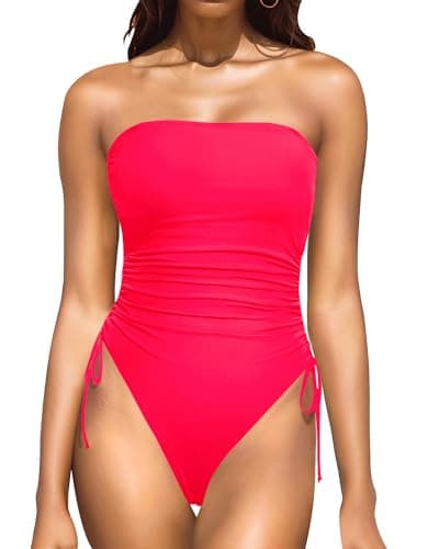 Yonique Women's Strapless Tummy Control One-Piece Swimsuit