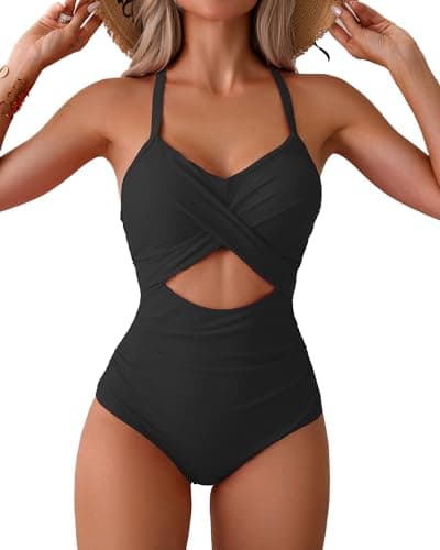 Limeeke Women's Tummy Control HighWaisted Cutout One Piece Swimwear