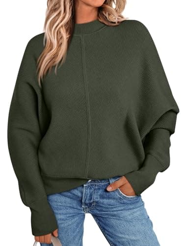 LILLUSORY Women's Trendy Oversized Mock Neck Sweater 2024 Winter Pullover