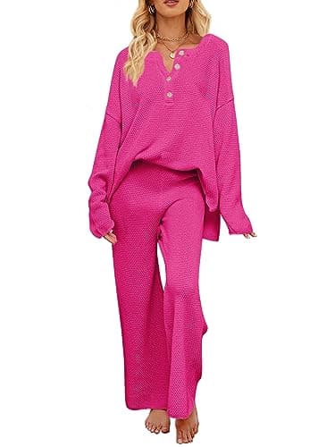 MEROKEETY Women's Long Sleeve Knit Sweater & Pants Set