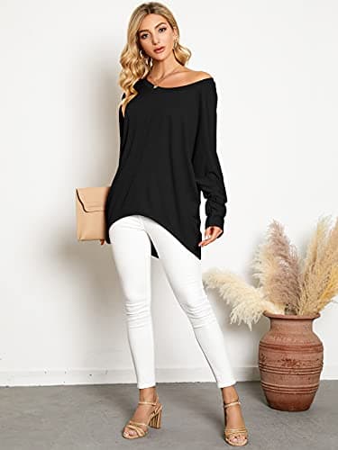 ZANZEA Women's Off-Shoulder Batwing Sleeve Oversized Top