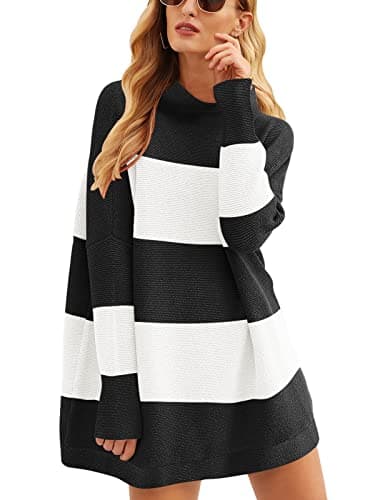 ANRABESS Women's Oversized Casual Long Sleeve Turtleneck Knit Tunic Sweaters 2024 Fall