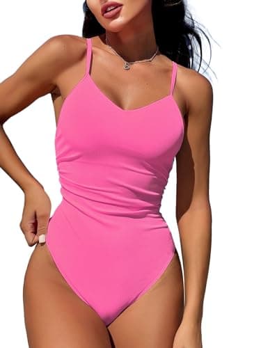 Swimall Women's Tummy-Control One Piece Swimsuit with O-Ring