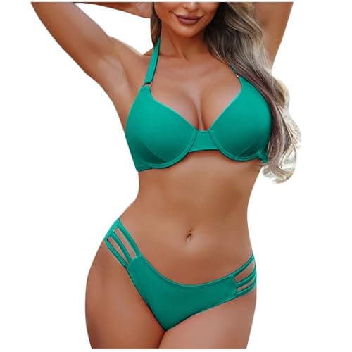 Cethrio Women's Cute Halter Tummy Control Bikini Swimsuit