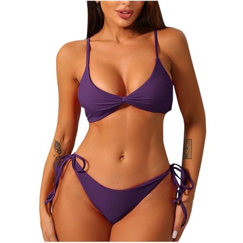 Cethrio Plus Size Sexy Backless Halter Bikini Sets