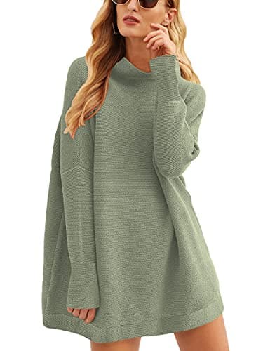 ANRABESS Women's Oversized Casual Long Sleeve Turtleneck Knit Tunic Sweaters 2024 Fall