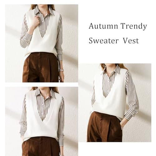 Jinghuiyue Women's Deep V Neck Knit Sweater Vest