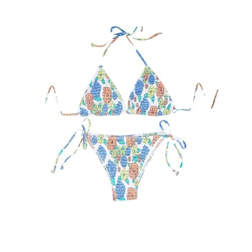 Plus Size Women's Sparkle Tie-Thong High-Waisted Swimwear