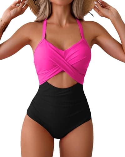 Limeeke Women's Tummy Control HighWaisted Cutout One Piece Swimwear