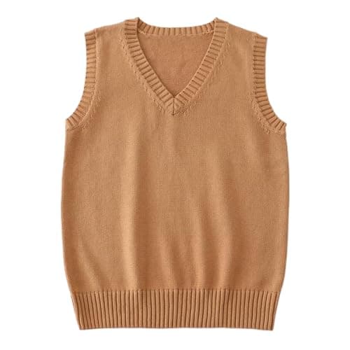Blestirno Women's V-Neck Solid Color Sleeveless Sweater Vest