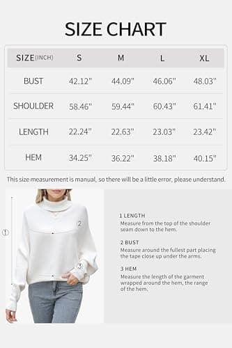 Women's Plus Size Turtleneck Sweater with Batwing Sleeves