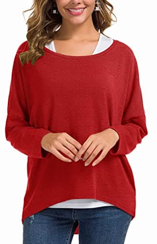 UGET Women's Oversized Batwing Sleeve Pullover Casual Top