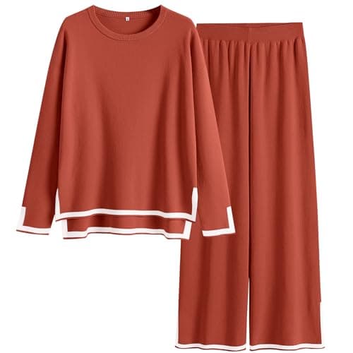 ANRABESS Women's Knit Sweater Tops & Wide Leg Pants Matching Sweatsuit Set