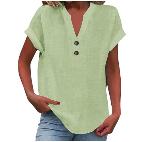 Lightweight Linen Shirts for Women Summer Casual Tops