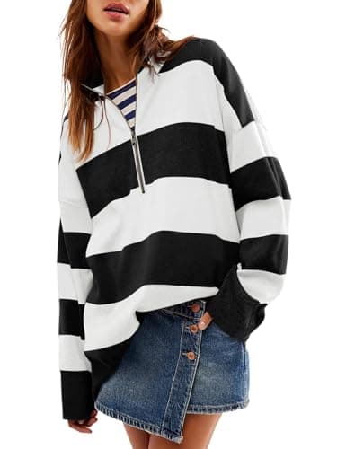 Yousify Oversized Women's Half Zip Turtleneck Sweater S-2XL