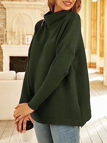 LILLUSORY Women's Oversized Mock Turtleneck Knit Pullover Tops