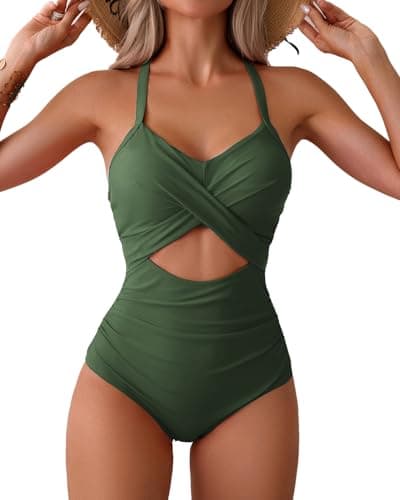 Limeeke Women's Tummy Control HighWaisted Cutout One Piece Swimwear