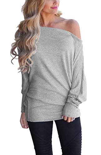 Lacozy Women's Off Shoulder Oversized Long Sleeve Knit Pullover