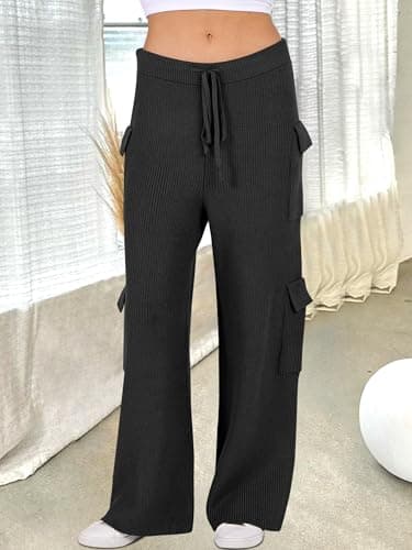 ANRABESS Women's Hooded Knit Sweater & Straight Leg Pants Fall Travel Outfit