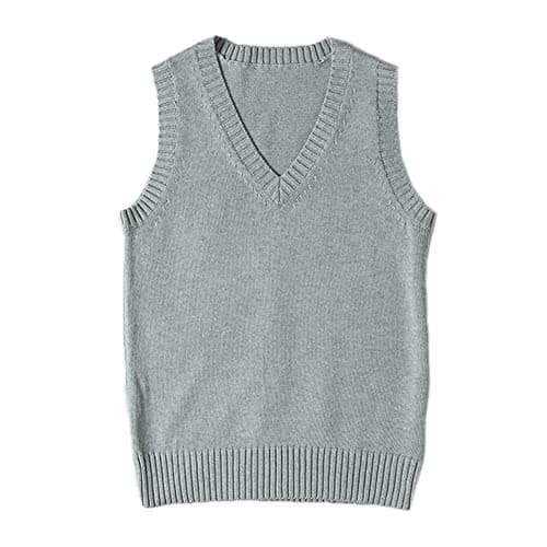 Blestirno Women's V-Neck Solid Color Sleeveless Sweater Vest