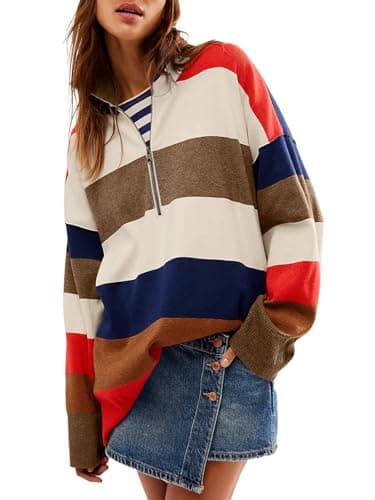 Yousify Oversized Women's Half Zip Turtleneck Sweater S-2XL