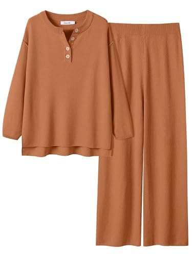 Oversized Lounge Sets Matching Waffle Knit Casual Outfit 2024 Travel Clothing