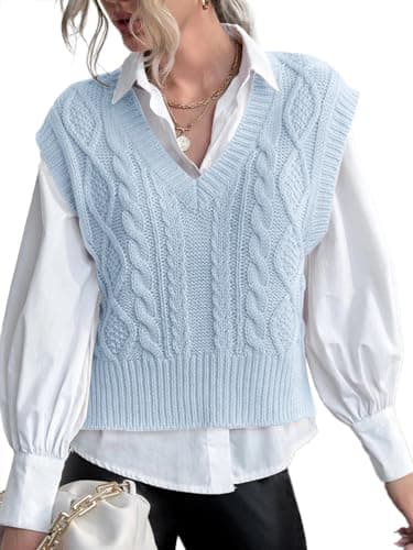 Jumppmile Women's V-Neck Sleeveless Pullover Crop Sweater Vest