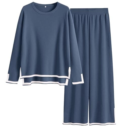 ANRABESS Women's Knit Sweater Tops & Wide Leg Pants Matching Sweatsuit Set