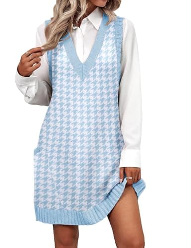 Zeagoo Women's V-Neck Knitted Sweater Dress with Pockets