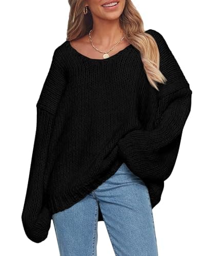 PRETTYGARDEN Women's Chunky Oversized V-Neck Knit Sweater