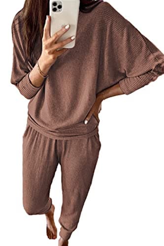 PRETTYGARDEN Women's Spring Fall Fashion 2Piece Sweatpants Long Sleeve Pullover Lounge Set