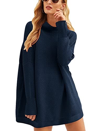 ANRABESS Women's Oversized Casual Long Sleeve Turtleneck Knit Tunic Sweaters 2024 Fall