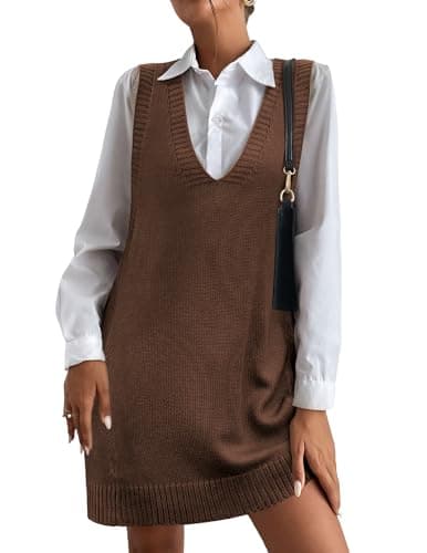 HOTOUCH Women's Oversized V-Neck Sweater Vest with Pockets