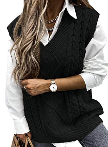 Oversized Women's V-Neck Sleeveless Sweater Vest