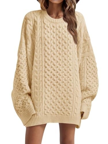 Saodimallsu Women's Oversized Chunky Cable Knit Long Sleeve Tunic Tops