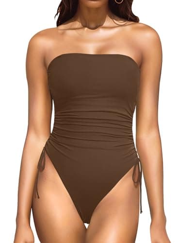 Yonique Women's Strapless Tummy Control One-Piece Swimsuit