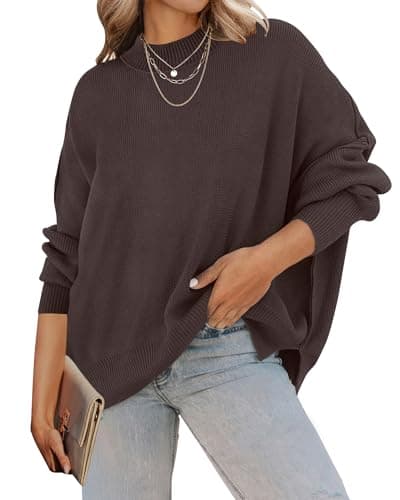 ZESICA Women's Casual Oversized Long Sleeve Ribbed Knit Pullover Sweater Tops