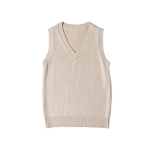 Jinghuiyue Women's Solid Color V-Neck Knit Vest