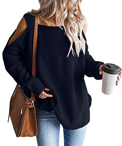 MaQiYa Women's Oversized Batwing Knit Sweater Tops