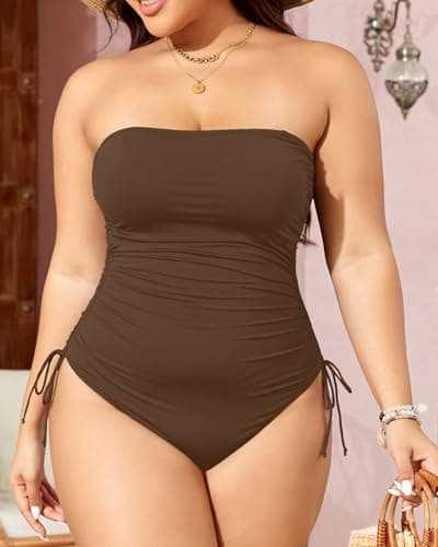 Yonique Women's Strapless Tummy Control One-Piece Swimsuit