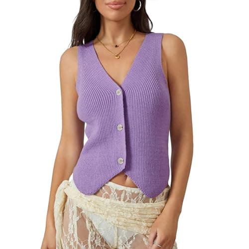 Usweetie Women's Sleeveless V-Neck Knit Sweater Vest