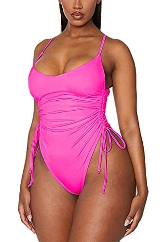 Viottiset Women's Ruched High Cut Tummy Control One Piece Bathing Suit