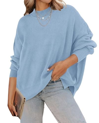 ZESICA Women's Casual Oversized Long Sleeve Ribbed Knit Pullover Sweater Tops