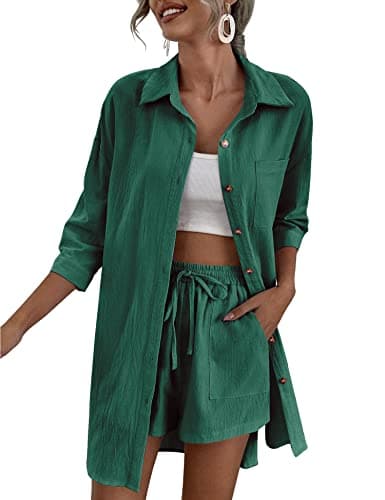 Zeagoo Women's Lounge Outfit Set: High-Low Shirt & Drawstring Shorts