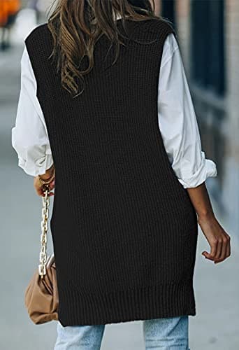 Oversized V-Neck Knit Sweater Vest for Women