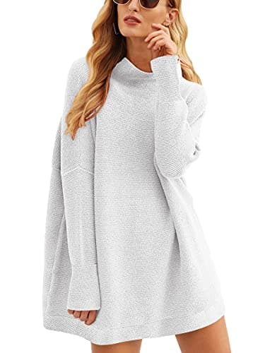 ANRABESS Women's Oversized Casual Long Sleeve Turtleneck Knit Tunic Sweaters 2024 Fall
