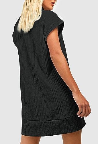 Women's Oversized Turtleneck Sweater Vest Dress